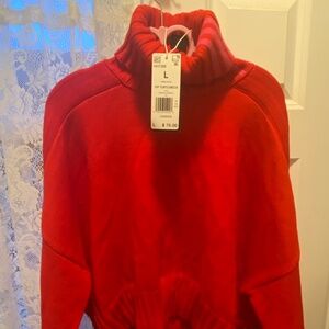 Adidas x IVY PARK TURTLENECK RED W/ Signature Pink Stripes on neckpart (L)